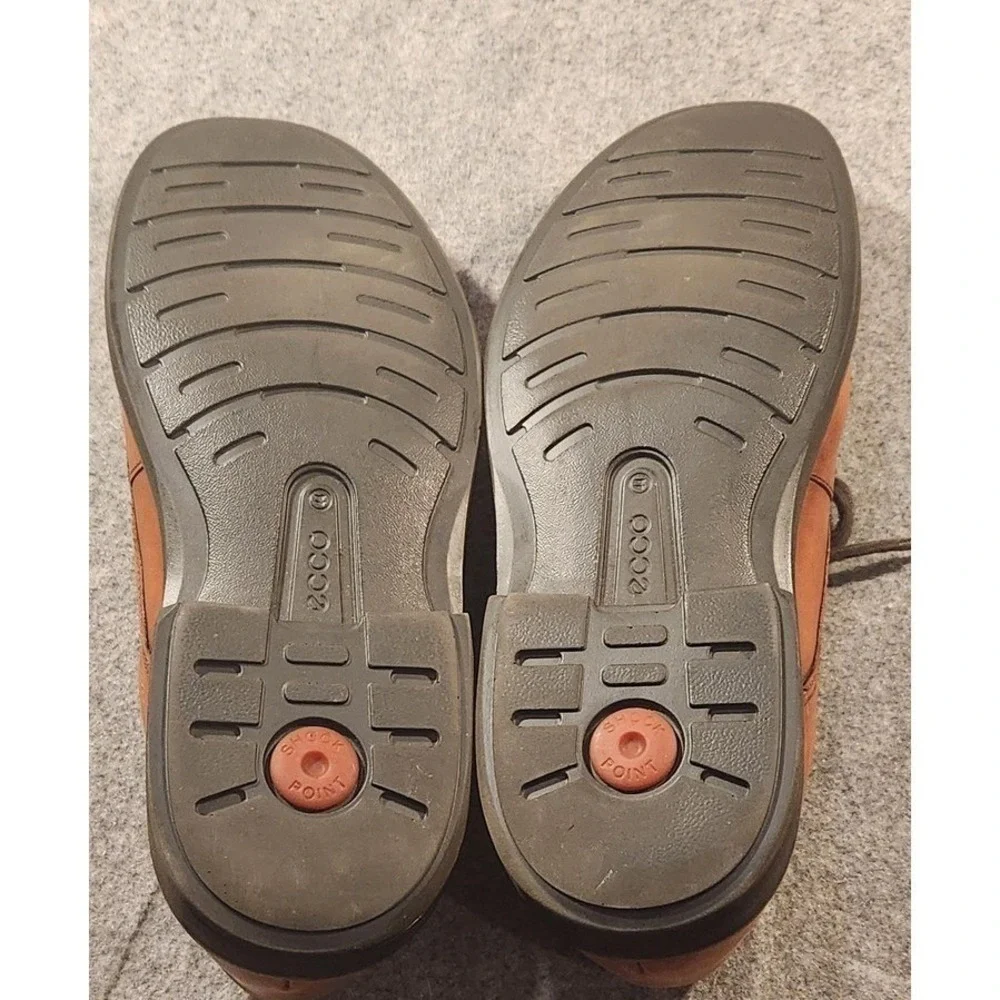Ecco Shoes Mens Size 10 Brown Leather Derby Comfort Shock‎ Point Sneakers